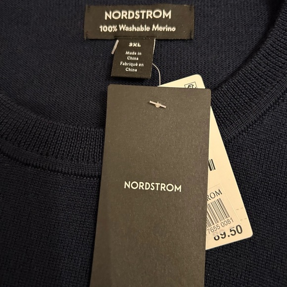 Nordstrom Blue Merino Wool Crewneck Sweater Size 3XL - Picture 3 of 5